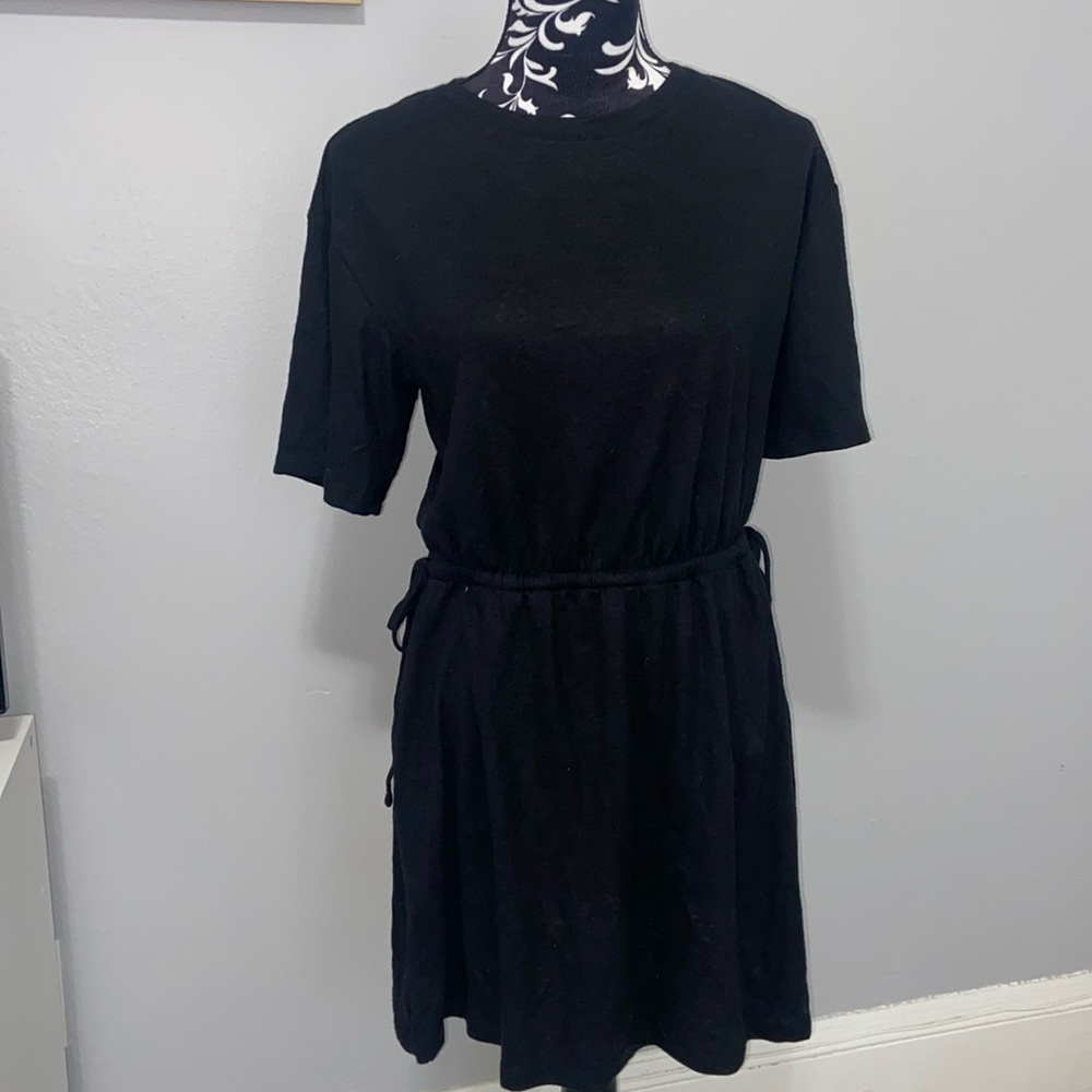 Old Navy tie waist linen blend tee shirt dress